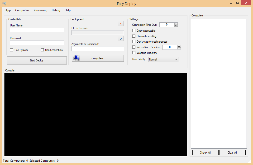 EasyDeploy main window